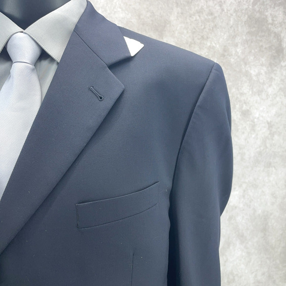 New Jos A Bank Signature Mens 43R 100% Wool Navy Blazer Suit Jacket 3 Butt - Picture 2 of 10